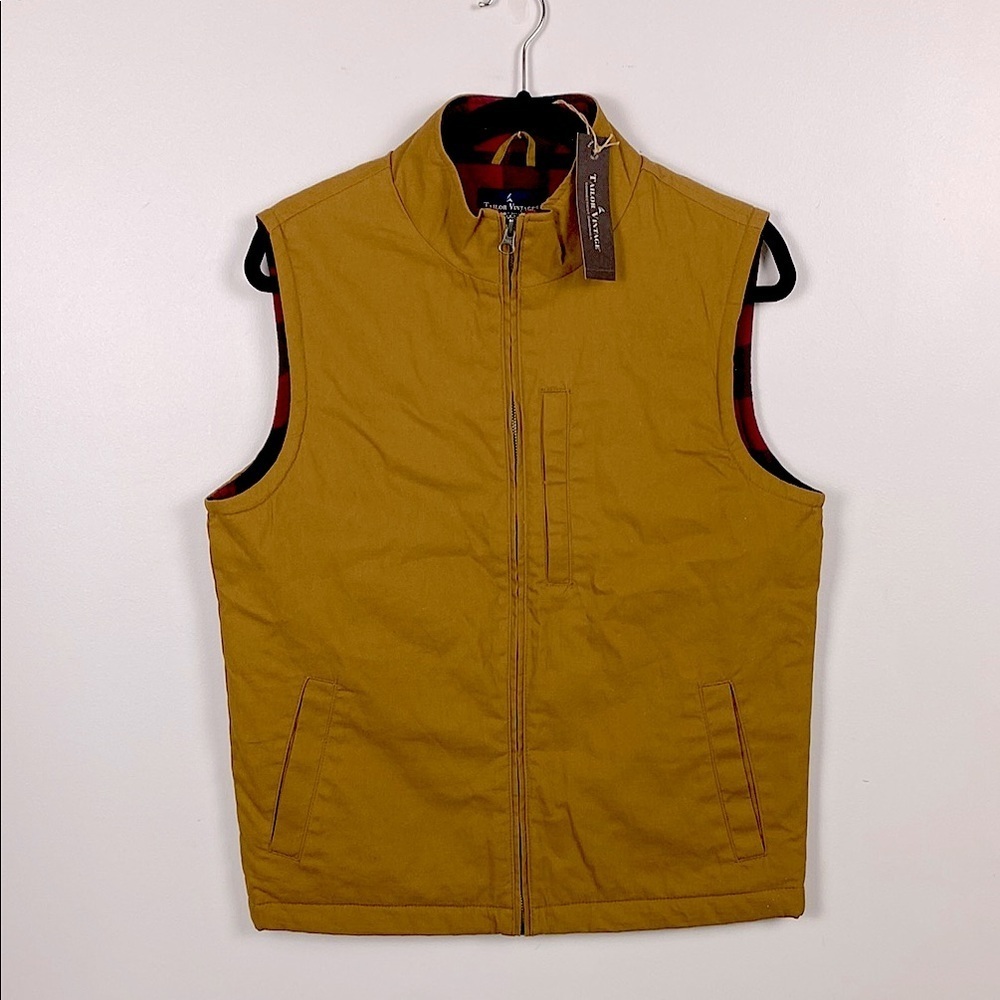 Tailor Vintage Quilted Flannel Lined Full Zip Vest Bronze Brown size small